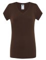 Dames T-shirt V hals JHK Sicilia Chocolate